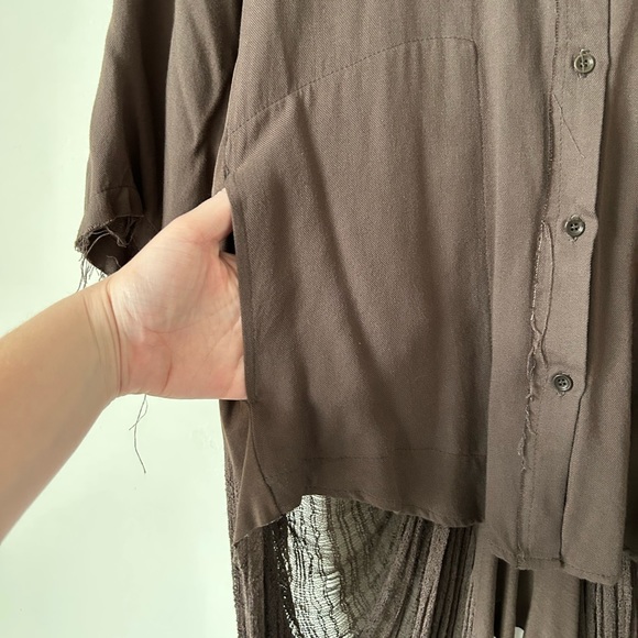 Raquel Allegra | backless shredded long button down - Picture 5 of 12